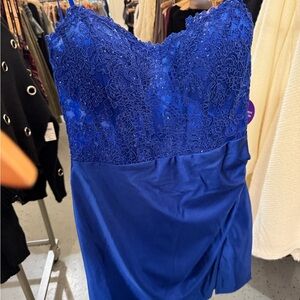 Windsor Strapless Blue Lace Dress